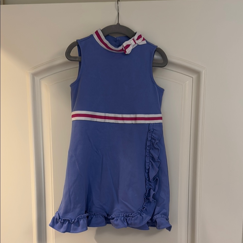 Blue Sleeveless Kids Dress with Bow